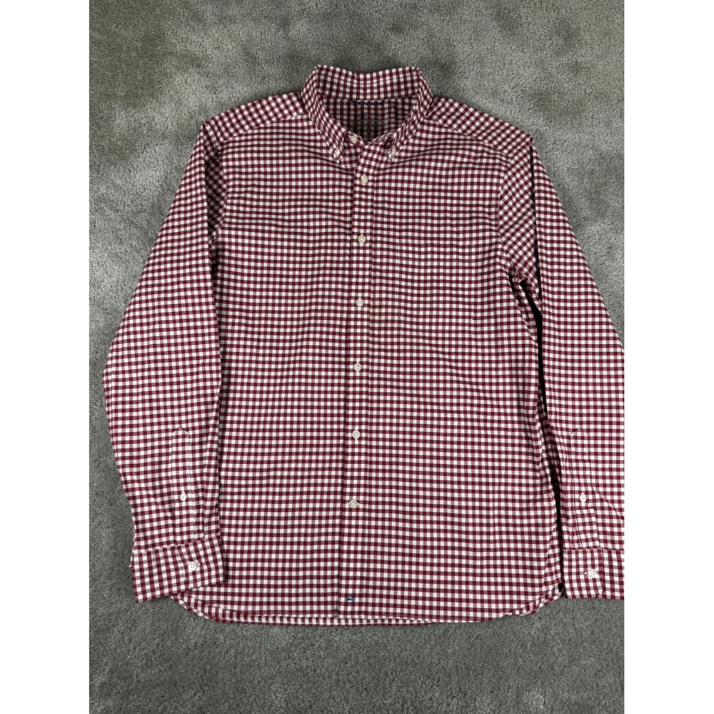 Vineyard Vines Mens Large Red Gingham On-The-Go Performance brrr Shirt L